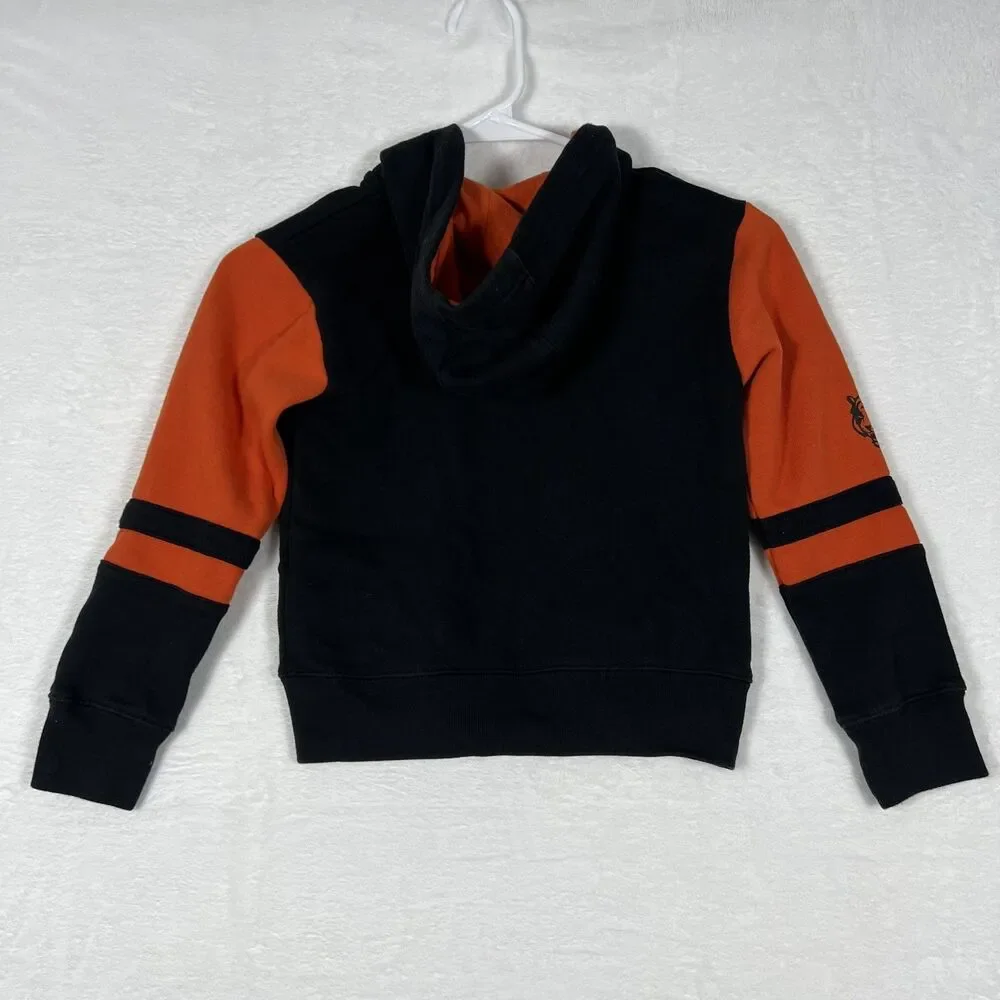 NFL Team Apparel Cincinnati Bengals Kids Full Zip Hoodie Black Orange Medium 5/6